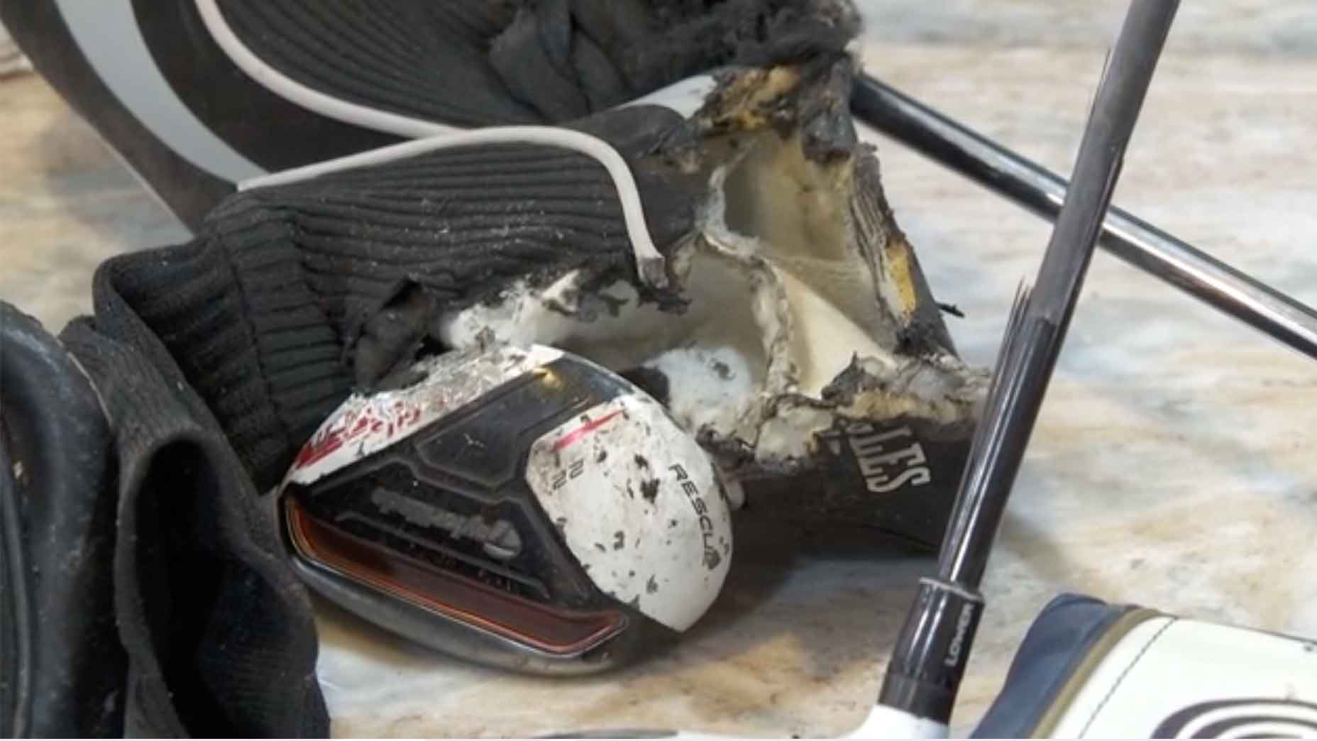 golf clubs scorched at RSW airport baggage claim